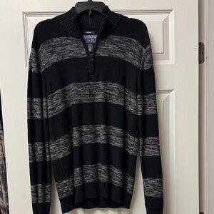 American Rag Men's Black and Gray Quarter Zip Sweater - Size M